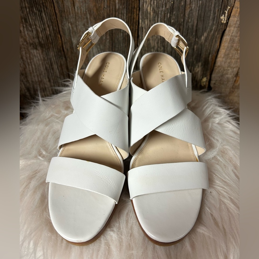 Cole Haan Women's Penelope Wedge Leather Ankle-High Wedged Sandal - Picture 3 of 9